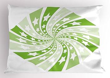 Amazon Com Lunarable Yellow Green Pillow Sham Spiral Star Filled