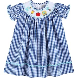 Lil cactus Pink Gingham ABC School Bishop Dress