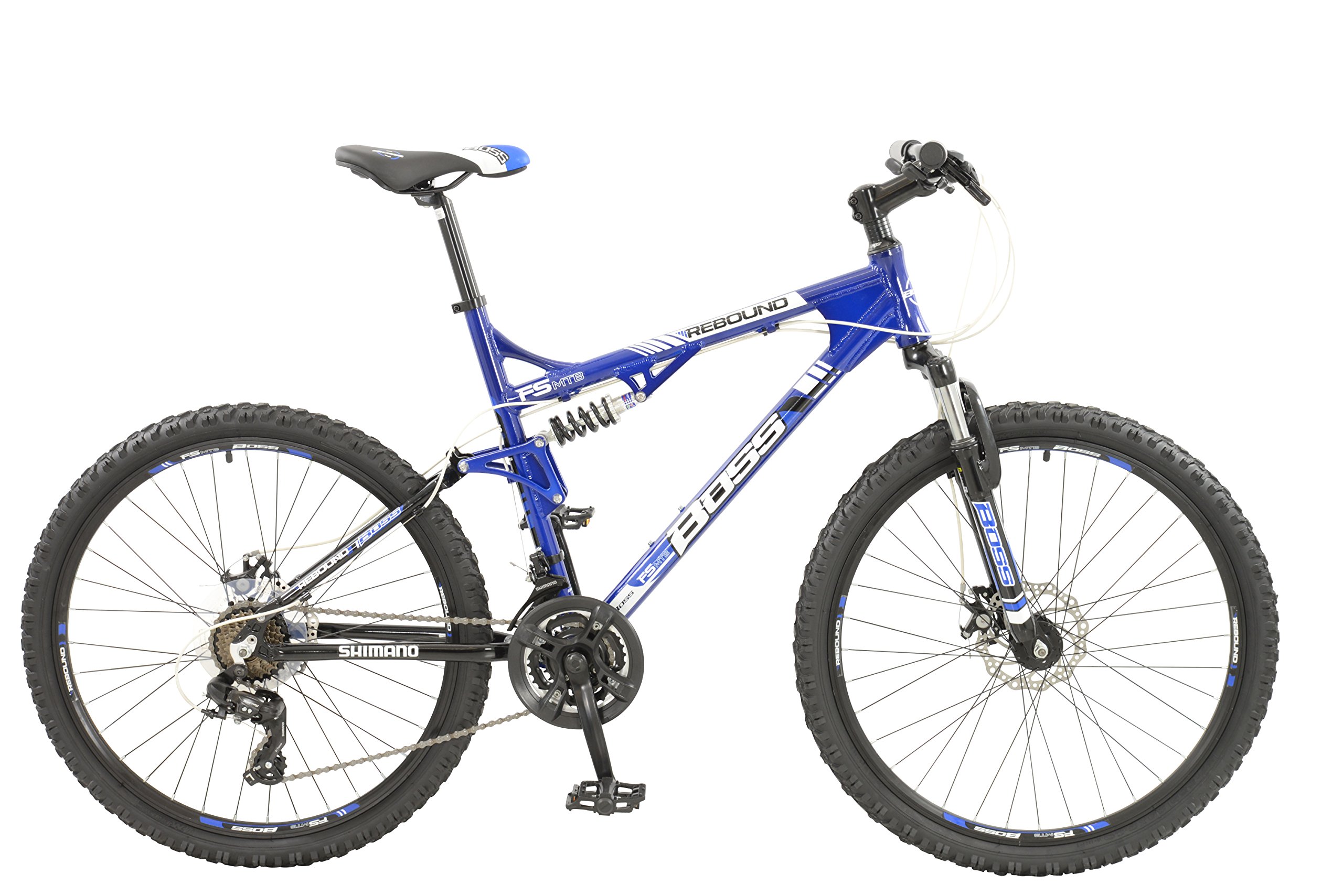 Boss Rebound Mens 21 speed dual suspension mountain bike with disc