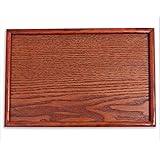 Solid Wood Serving Tray, Rectangle Non-Slip Tea Coffee Snack Plate, Food Meals Serving Tray with Raised Edges for Home Kitche
