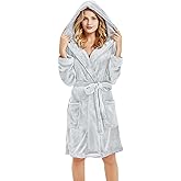 U2SKIIN Women Hooded Fleece Robe, Short Plush Robes for Womens With Hood Soft Warm Spa Bathrobe