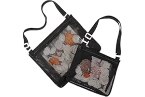 Tagitary Beach Toys Beach Mesh Bag Shell Bags Sand Toys for Picking Shells, Swimming Pool Bag with Zipper Beach Vacation Essentials Including 2PCS of Different Size for Kids and Parents(Only Bags)