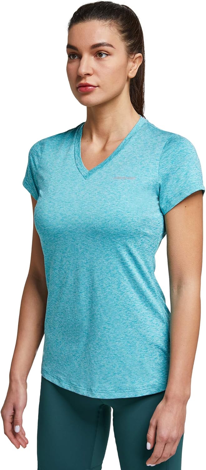 Ogeenier Women's Summer Workout Casual Tops Short Sleeve V Neck Shirts Cute Athletic Gym T Shirts: Clothing