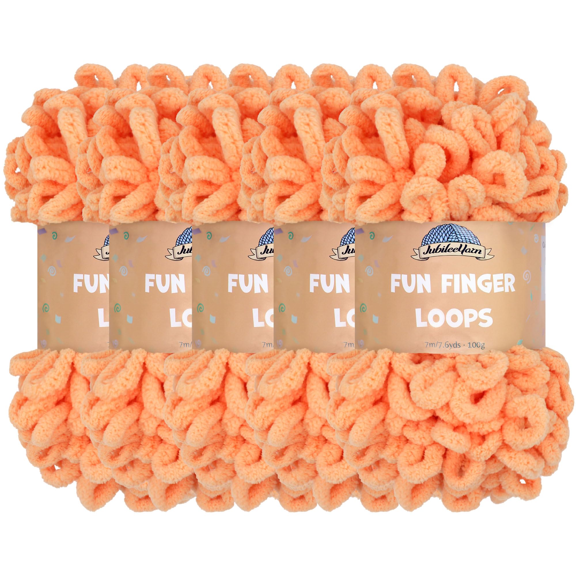 JubileeYarn Fun Finger Loops Yarn - Polyester Jumbo Weight Loop Yarn - 100g/Skein - Nectar - 5 Skeins — image 1