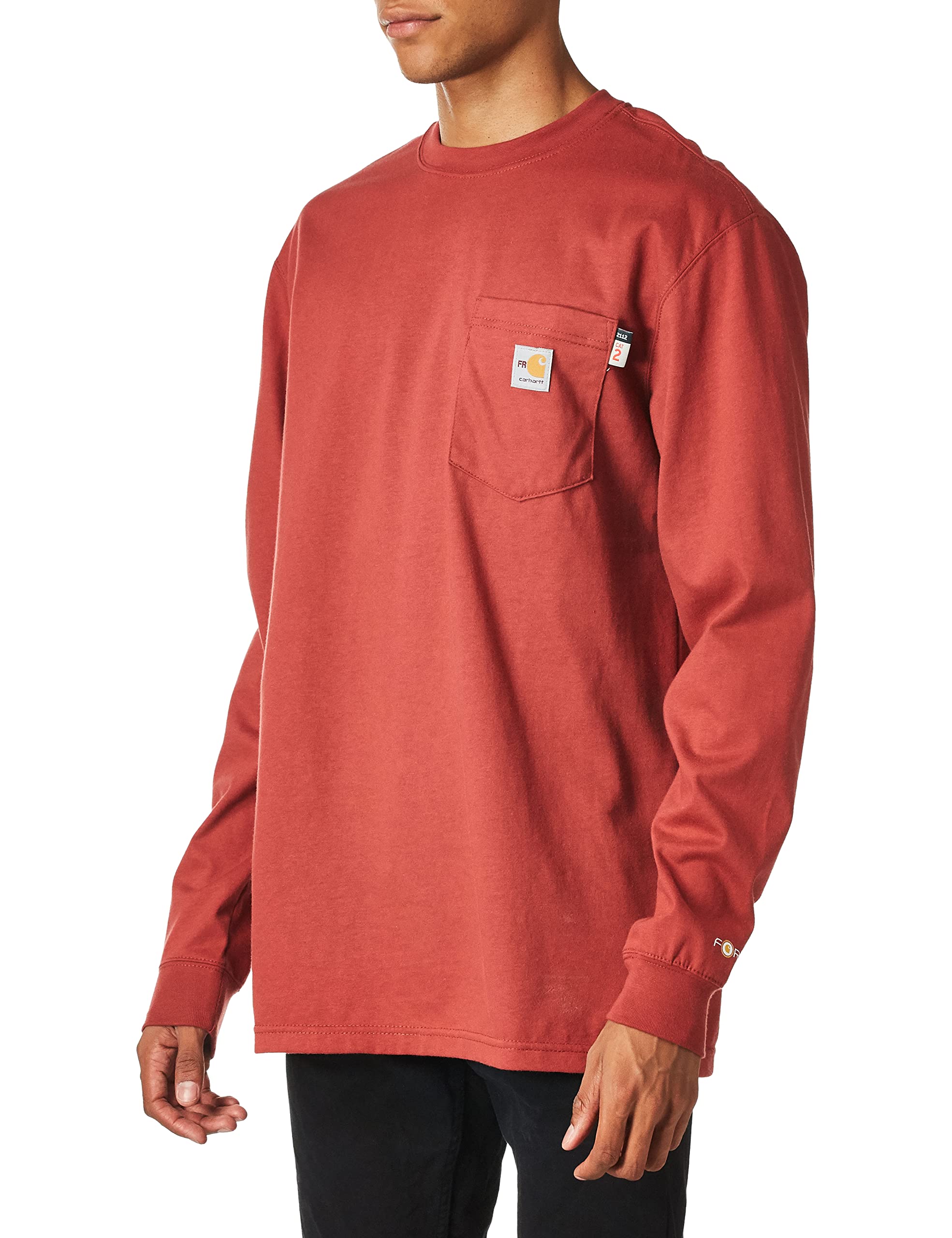 Carhartt Mens Flame Resistant Force Cotton Long Sleeve T-Shirt (Big & Tall) Shirt, Dark Barn Red, XX-Large Tall US Image