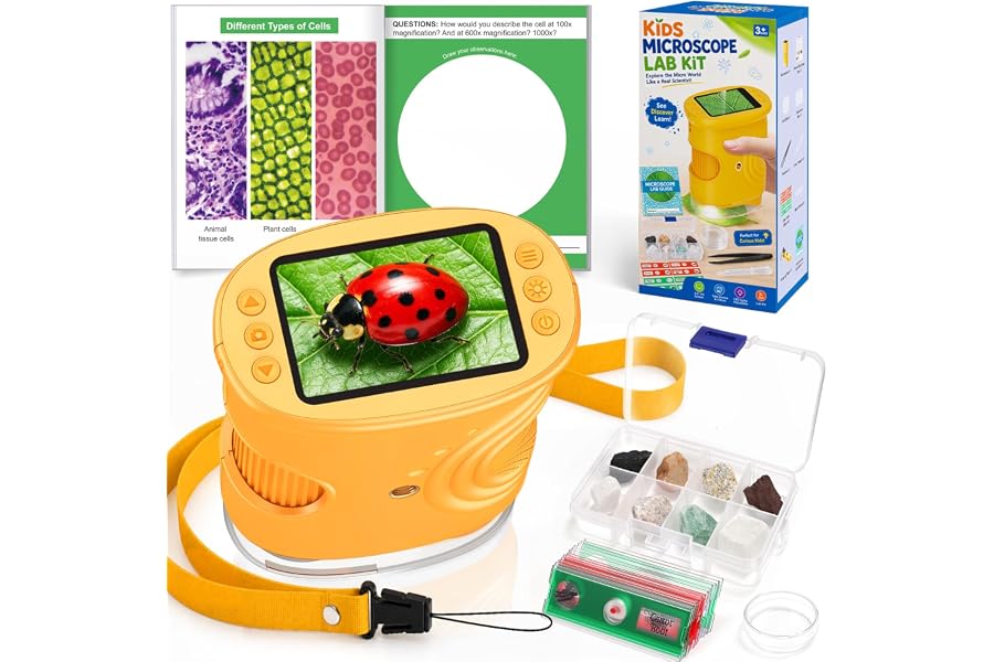 WootoyOutdoor Kids Digital Microscope Science Kit, 4 5 6 7 8 9 10 Year Old Boy Girl Educational Science Birthday Gifts, STEM