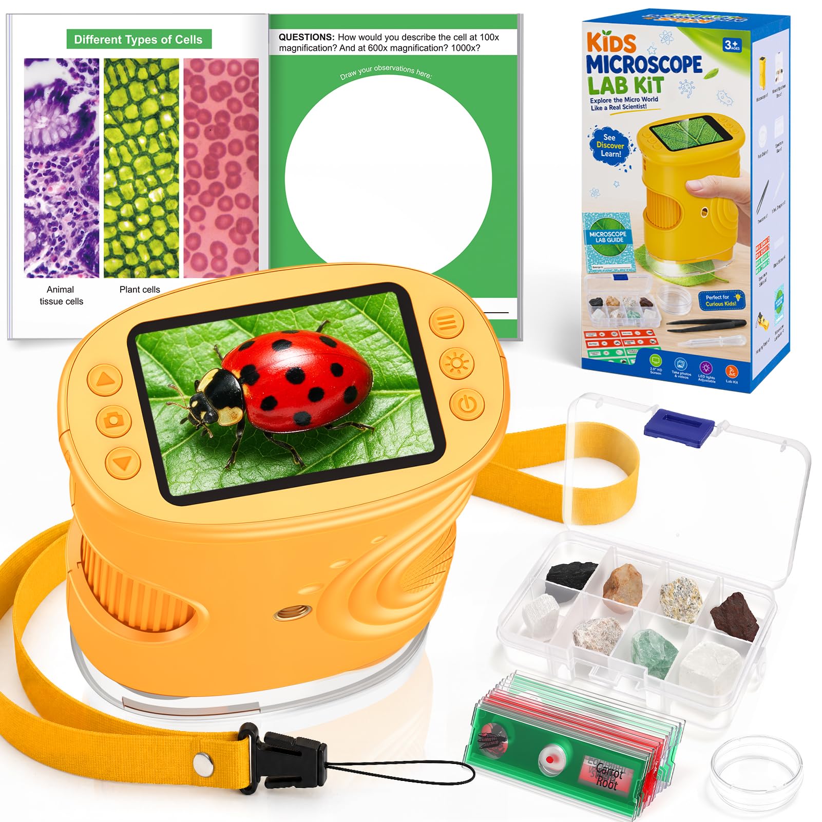 WootoyOutdoor Kids Digital Microscope Science Kit, 4 5 6 7 8 9 10 Year Old Boy Girl Educational Science Birthday Gifts, STEM