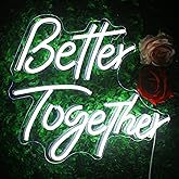 Looklight Better Together Neon Sign Led Lights Decor for Room Wedding White Neon Signs Letters Neon Light for Wall Decor Wedding Engagement Celebrate Party Connectivity
