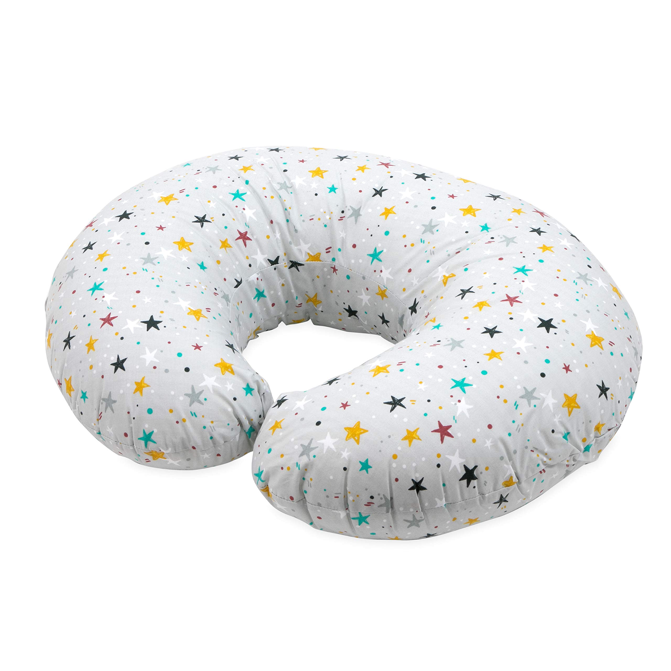 Nuby Nursing Pillow With Removable Cover, Star Print Design, Suitable For Babies Aged 0 Months Plus, Tummy Time Pillow