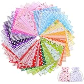 5x5 Inch Cotton Quilting Fabric Squares, 42 Pcs Pre-Cut Squares, Rainbow Color Assortment Floral Patchwork Bundle for DIY Sewing, Scrapbooking and Craft Projects (6 Assorted Colors)