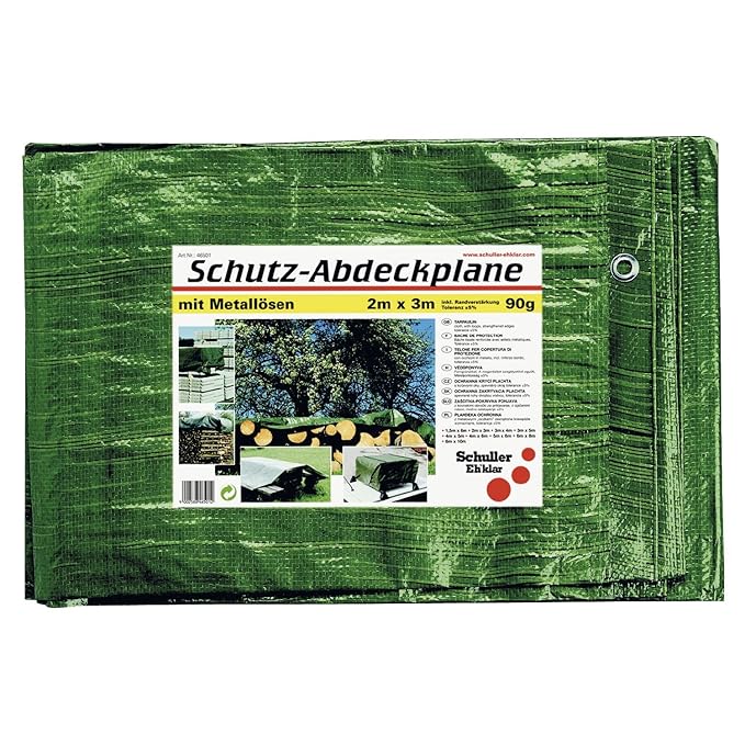 SCHULLER Abdeckplane mit Ösen Farbe 90 Gramm, 2 x 3 m, grün, 46501