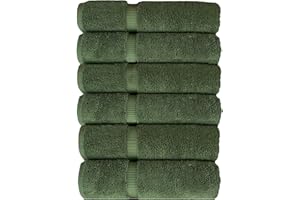 BC BARE COTTON Luxury Hotel & Spa Collection, Quick Dry 100% Turkish Cotton 700 GSM, Eco Friendly Towel, for Bathroom, Gymand Kitchen Dobby Border Soft Hand Towel Set 16 X 30, Moss, Hand Towels - Set of 6