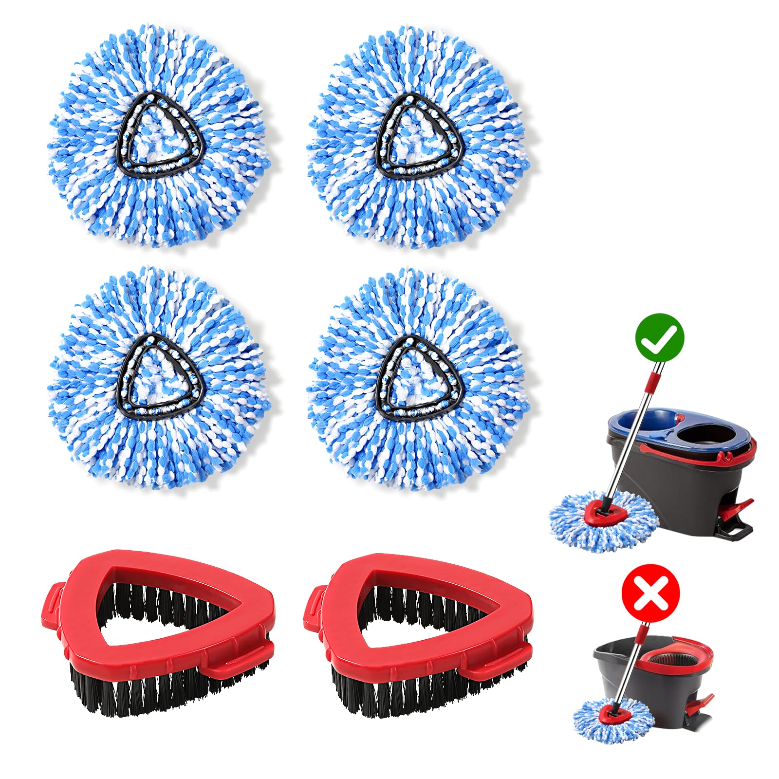 Photo 1 of 2 Pack Spin mop Replacement Head, Spin mop Scrub Brush,Microfiber Mop Refills, Easy to Replace,for Bathroom,Kitchen,Tub and Tile,Easy Cleaning,Suitable for Ocedar RinseClean 2-Tank System Spin Mop (G)