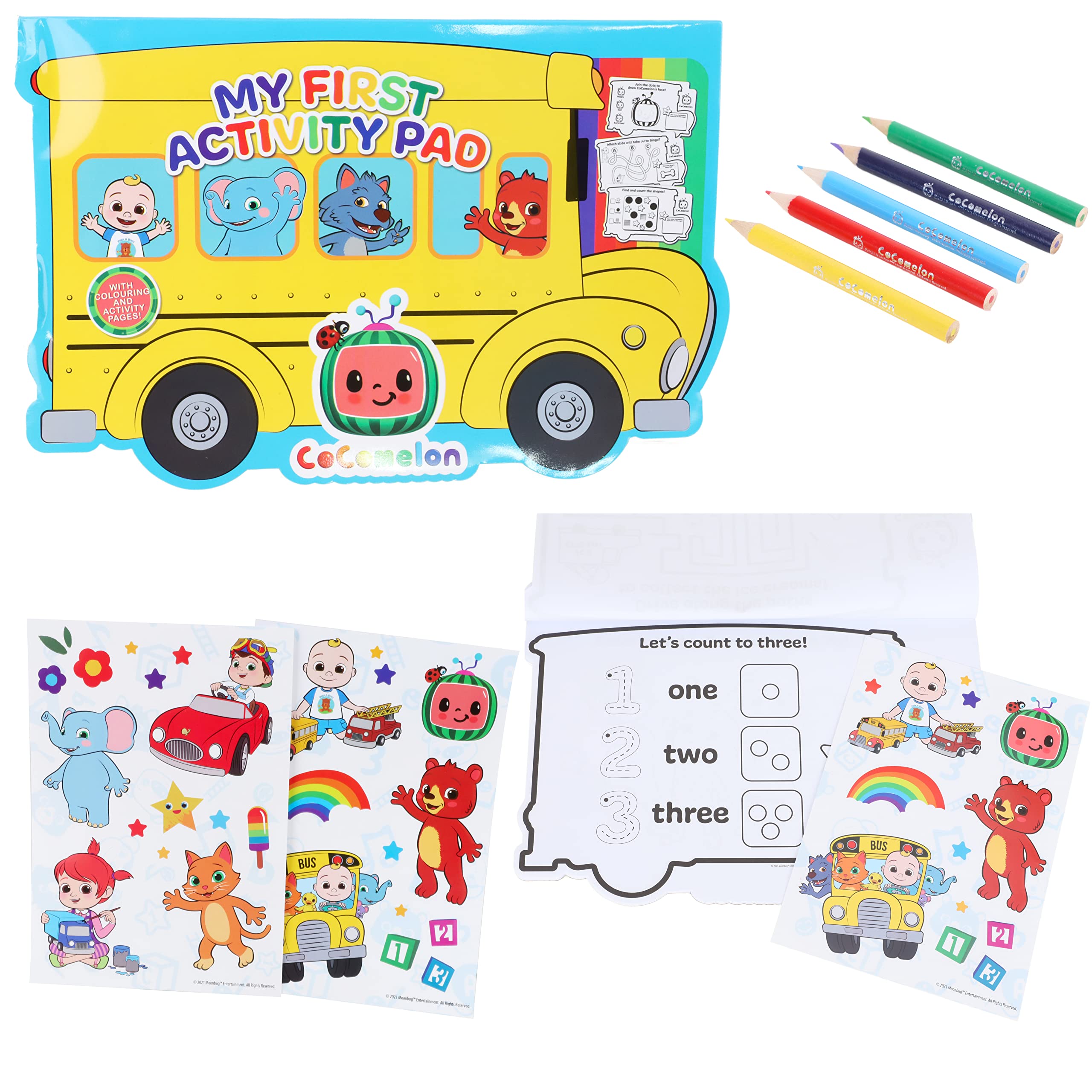 Toyland® Cocomelon Activity Set - A4 Activity Pad, Pencils & 2 Sticker Sheets - Arts & Craft Toys - Travel Toys