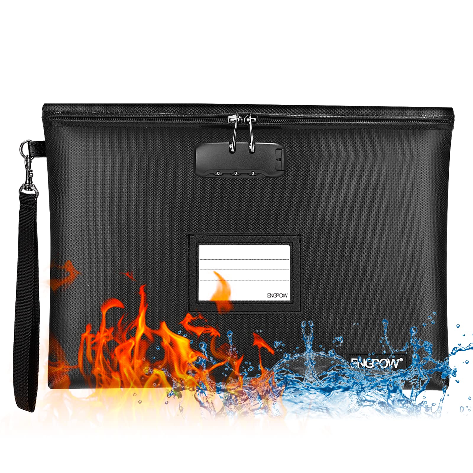 Fireproof Document Bag with Lock Money Bag 37x26cm Fireproof Safe Bag A4 Document Storage Bag Waterproof Cash Pouch for for Documents/Passport/Driver License/Money/Bill/Invoices/Cards/Valuables
