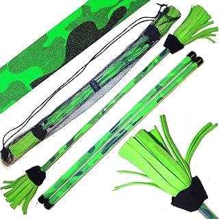 Commando Profi Flowerstick Set (UV-Grun) mit 2mm Silikon-Körper und Handstäbe! Flames N Games Flower Stick Set mit super Starke Fiberglaskern Ideal Für Kinder und Erwachsene.