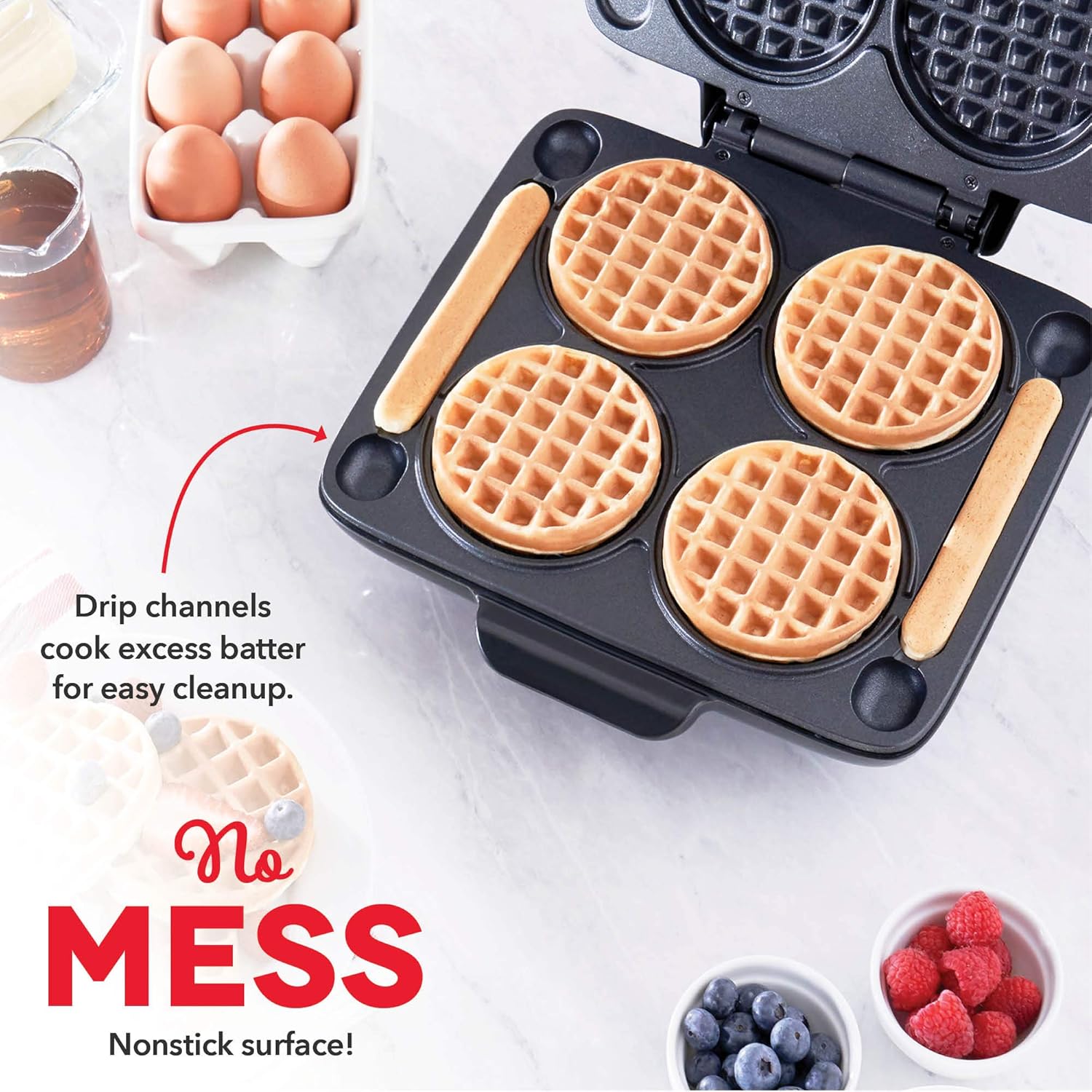 Dash DMMW400GBGT04 Multi Mini Four Waffle Maker: Perfect for Families and Individuals, 4 Inch Dual Non-stick Sides with Quick Release & Easy to Clean, Graphite: Kitchen & Dining