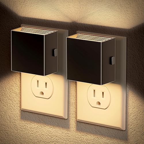 JandCase Night Light, Automatic Night Lights Plug into Wall, 2 Pack Modern Night Lights with Auto Light Sensor, 3000K Brightness Adjustable Nightlight for Kids Bathroom Hallway Kitchen Bedroom Decor