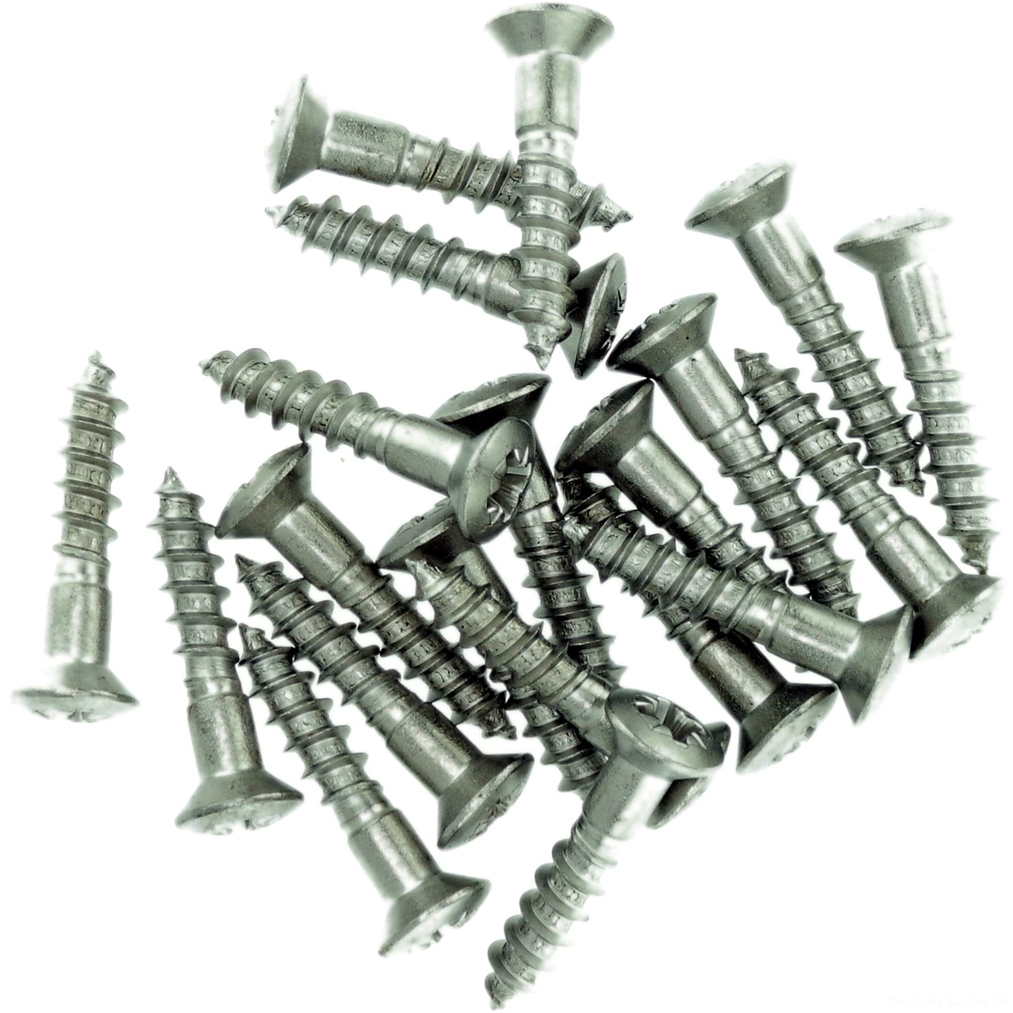 No.9 x 1.18 (4.5mm x 30mm) Pozi Raised Countersunk Wood Screw - Stainless Steel (A2) (Pack of 20)
