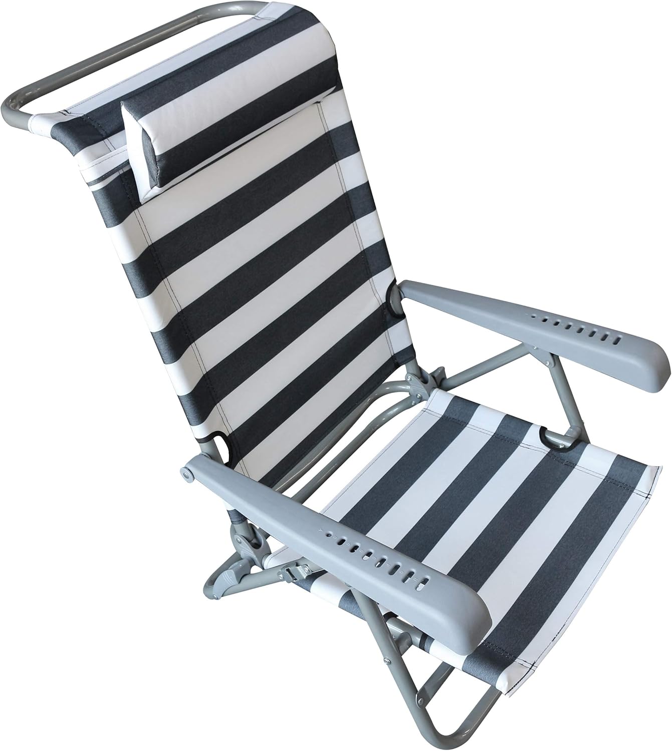 HOMECALL Beach folding Chair with LOUNGER FUNCTION and pillow,7 level position adjustment