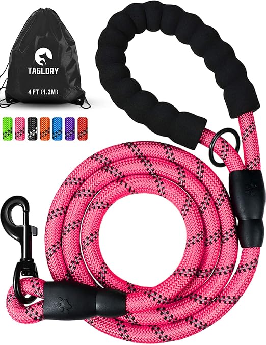 pink rope dog leash