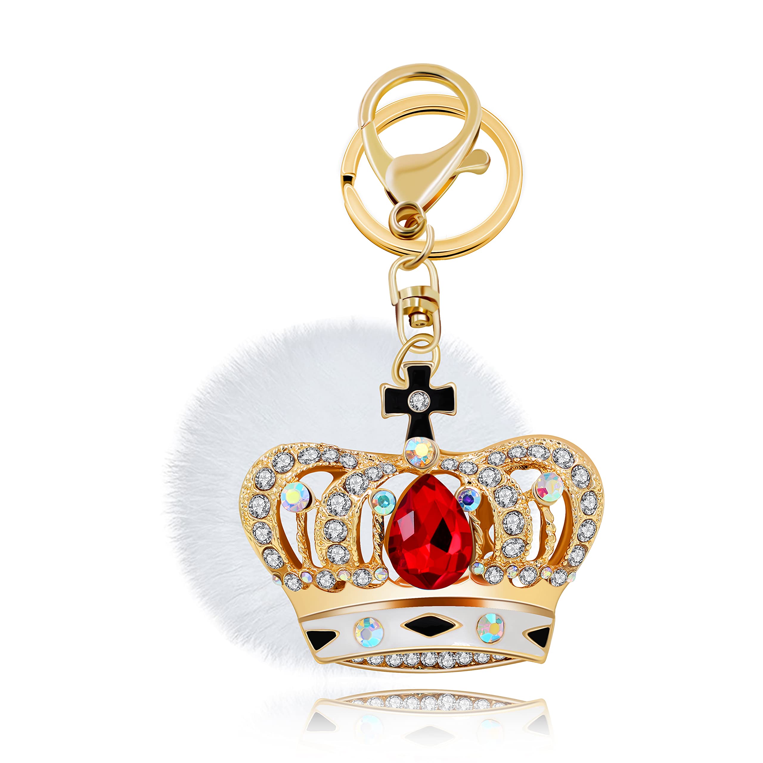 Uloveido Gold Key Chain Red Crown Pendant Keychains for Girls Women Mom Jewelry Gift