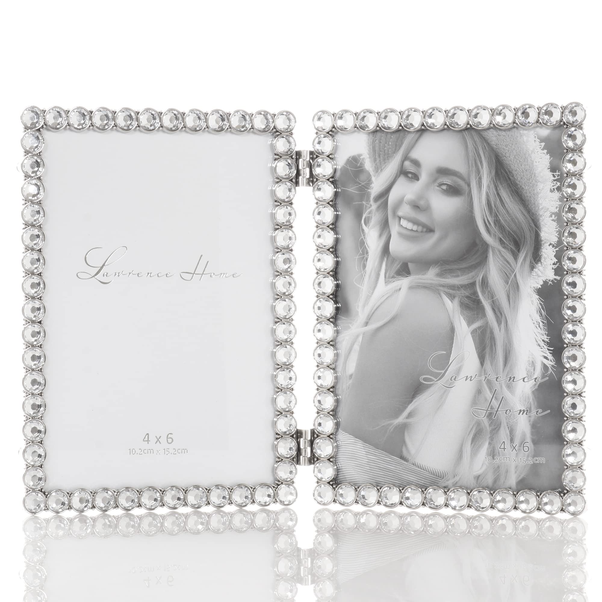 4x6 Silver Metal Sparkle Double Frame - Clear Brilliance