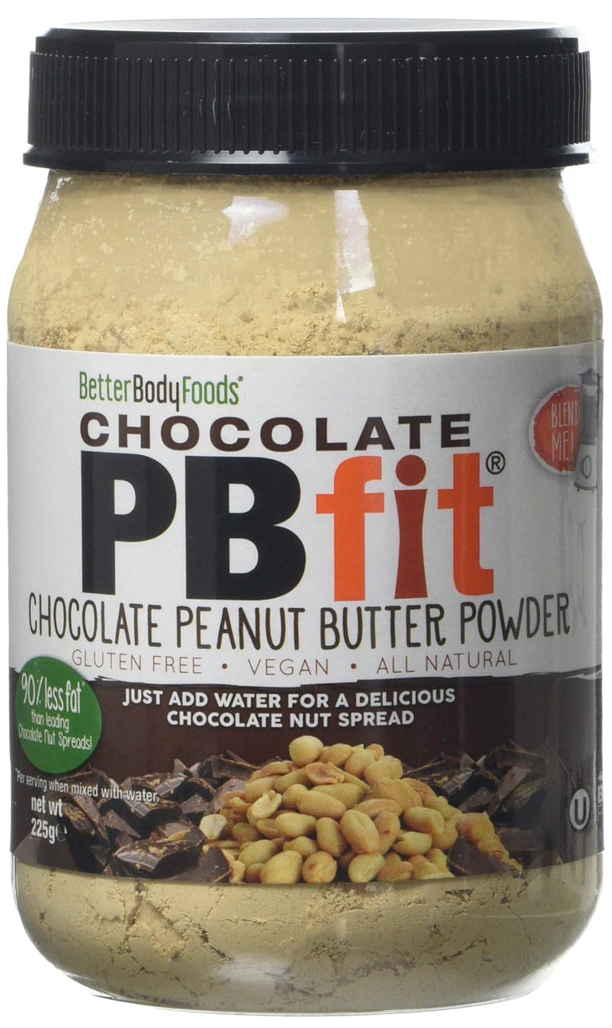 PBfit Chocolate AllNatural Peanut Butter Powder, 225g (Pack of 2