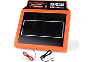 BEIYI LFGS25 Solar Electric Fence Charger, 25 Miles Solar Charger,0.5J Portable Powered Charger with Day or Night Mode for Livestock, Cattle Sheep, Pigs, Horses