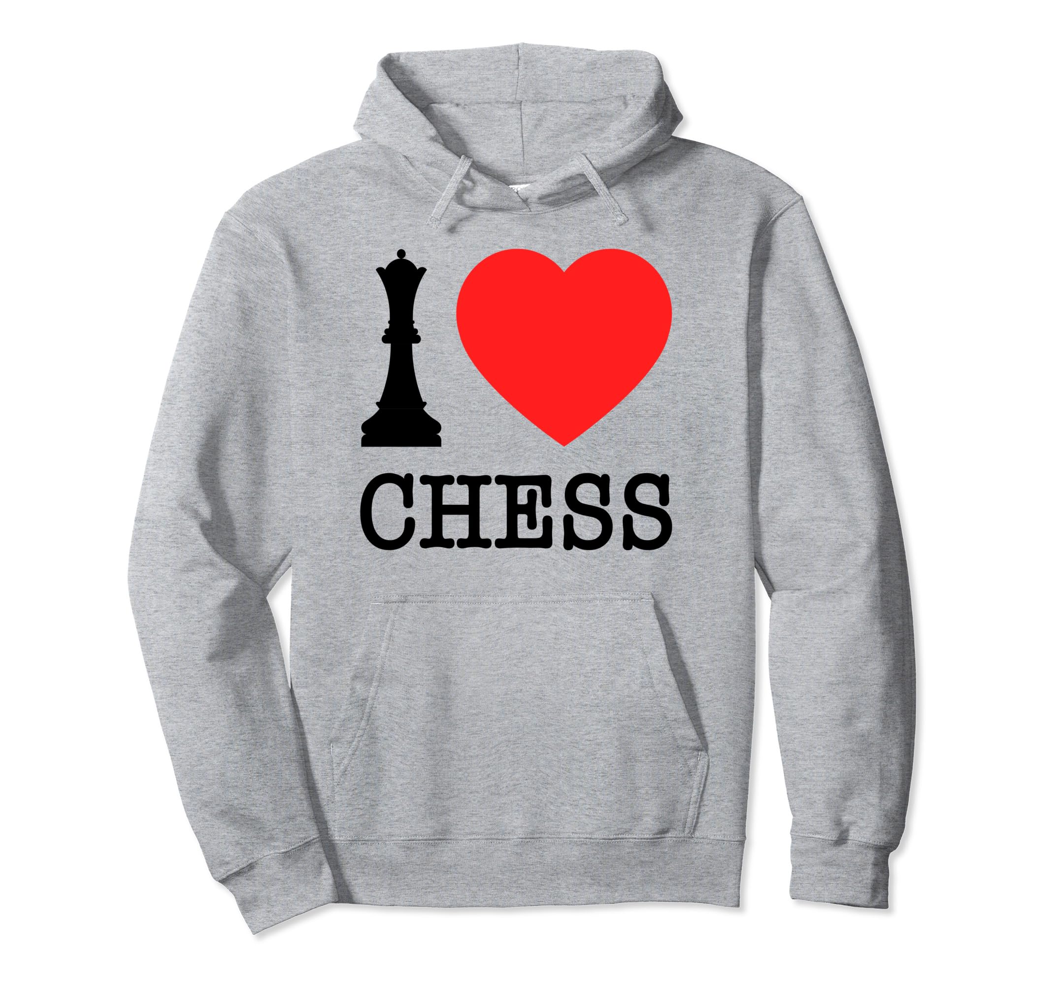 I Love Chess Player Queen Black Chess Piece Heart Club Lover Pullover Hoodie