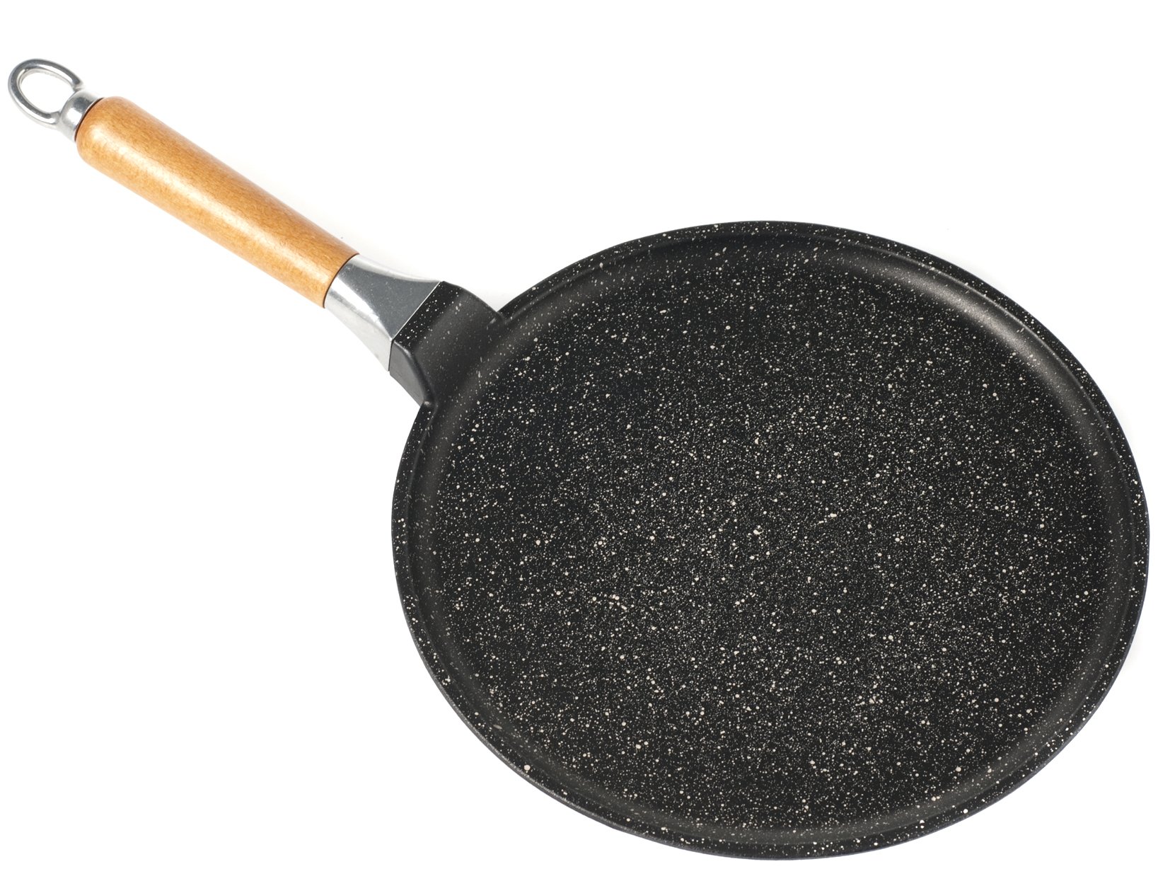 Home Non-Stick Crepe Pan with Wooden Handle, Aluminium, Black, 28 cm