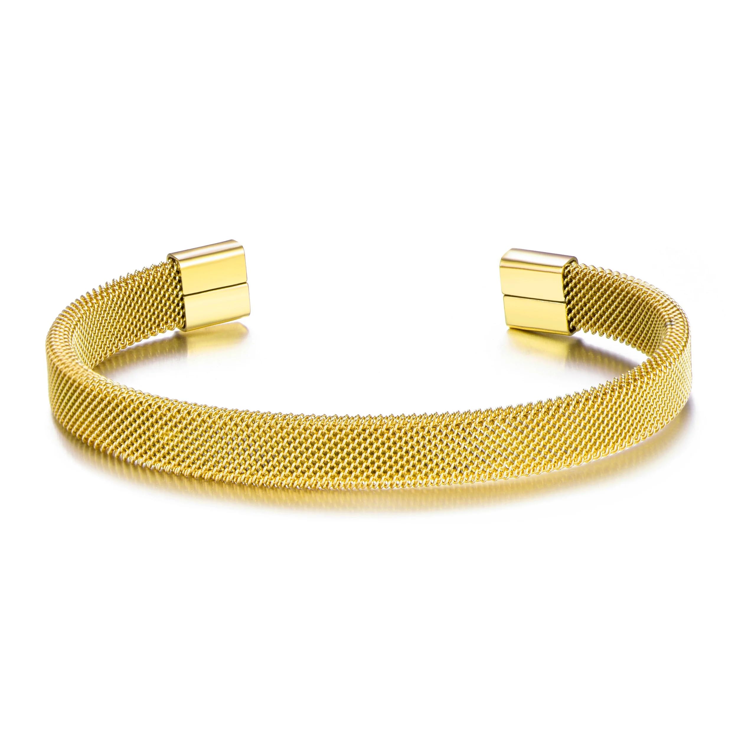 Philip Jones Men's 18k Gold Plated Stainless Steel Mesh Cuff Bracelet