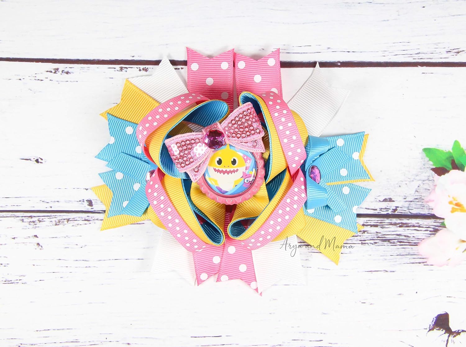 baby shark hair bows