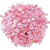 Alfykym 600-700Pcs Pink Buttons for Crafts Bulk Pink Craft Buttons Assorted Size for Sewing DIY Crafts Decoration