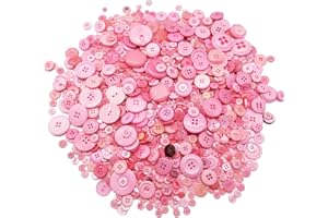Alfykym 600-700Pcs Pink Buttons for Crafts Bulk Pink Craft Buttons Assorted Size for Sewing DIY Crafts Decoration