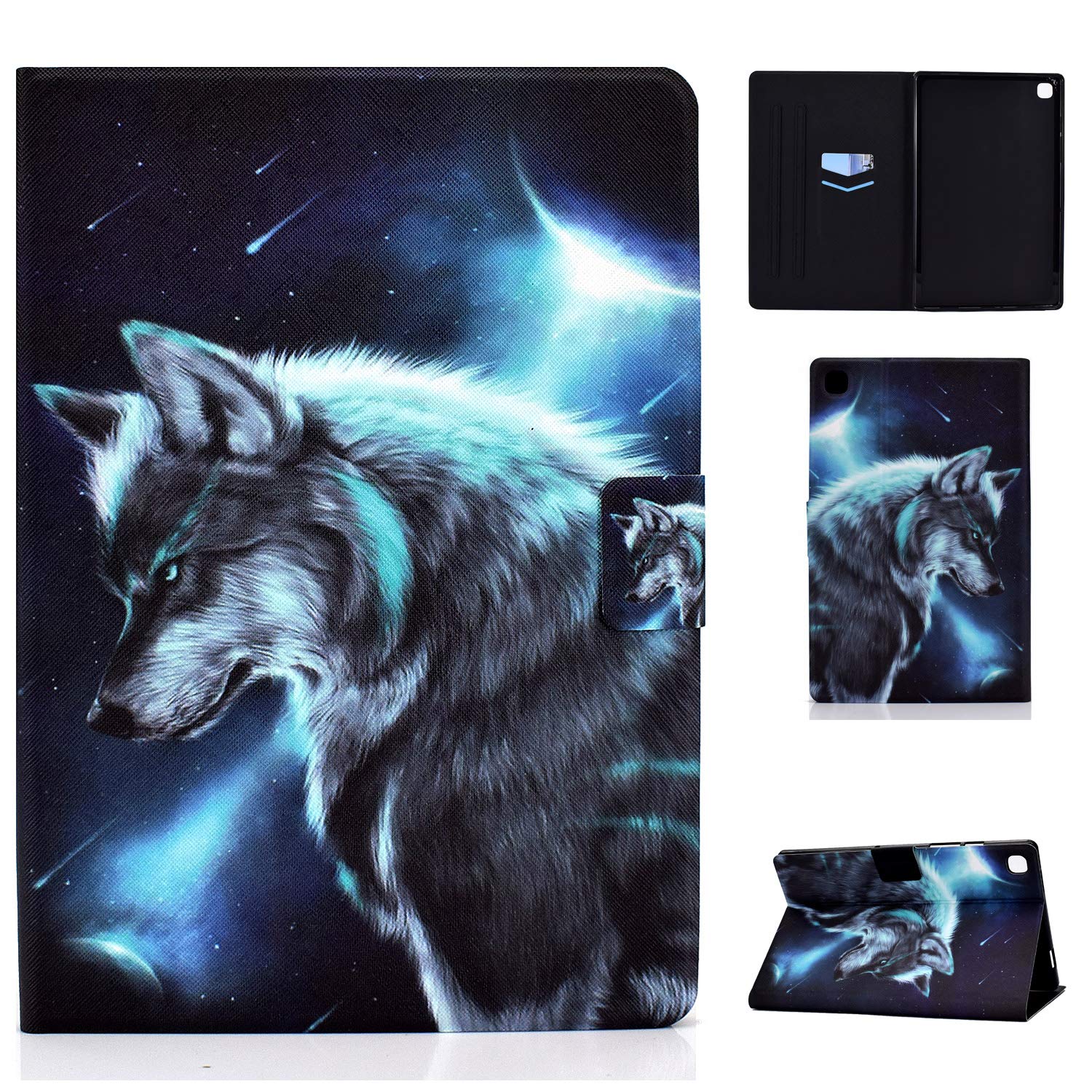 Auslbin Galaxy Tab A7 10.4" Case 2020,SM-T500/T505/T507 Case,Leather Slim Lightweight Holder Stand Protective Shell with Magnetic Adsorption with Automatic Sleep/Wake Function,Wolf