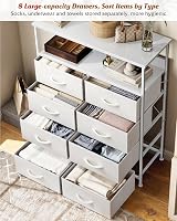 Nicehill 8-Drawer Chest Dresser Tall Storage Unit White 80x30x103.8 cm view 5
