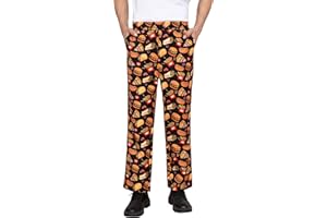 Nanxson Men's Baggy Chef Pants, Printed Work Pants with Elastic Waist Restaurant Kitchen Uniforms