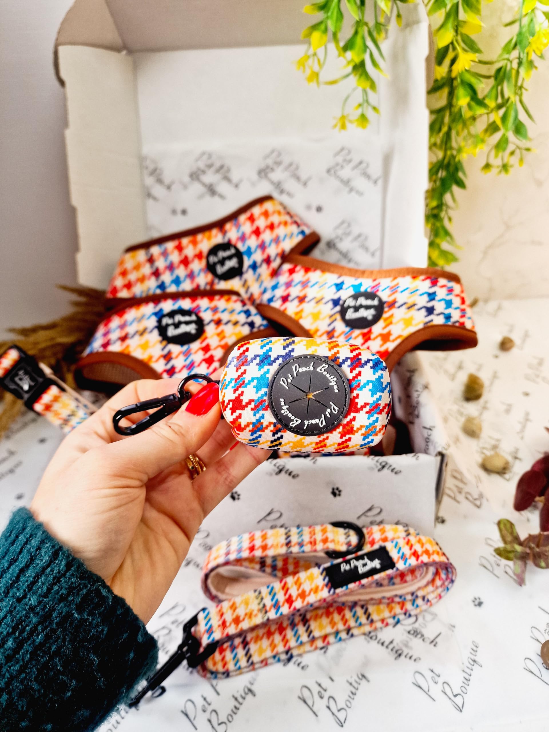 Pet Pooch Boutique LIONHEART HOUNDSTOOTH DOG POO BAG HOLDER