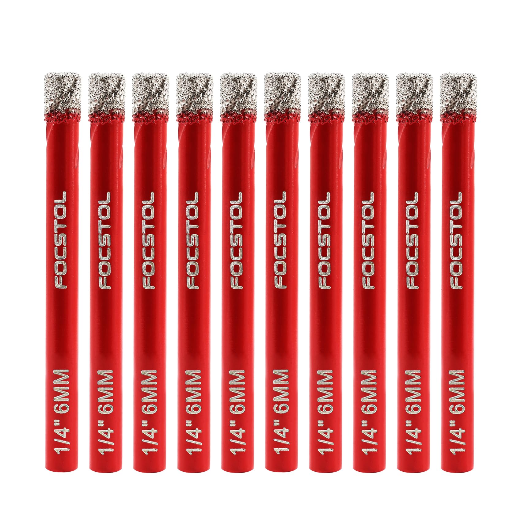 Dry Diamond Drill Bits Set - FOCSTOL 10pcs 6mm Diamond Holw Saw Kit with Round Shank for Ceramic Porcelain Tile Marble Granite — image 1