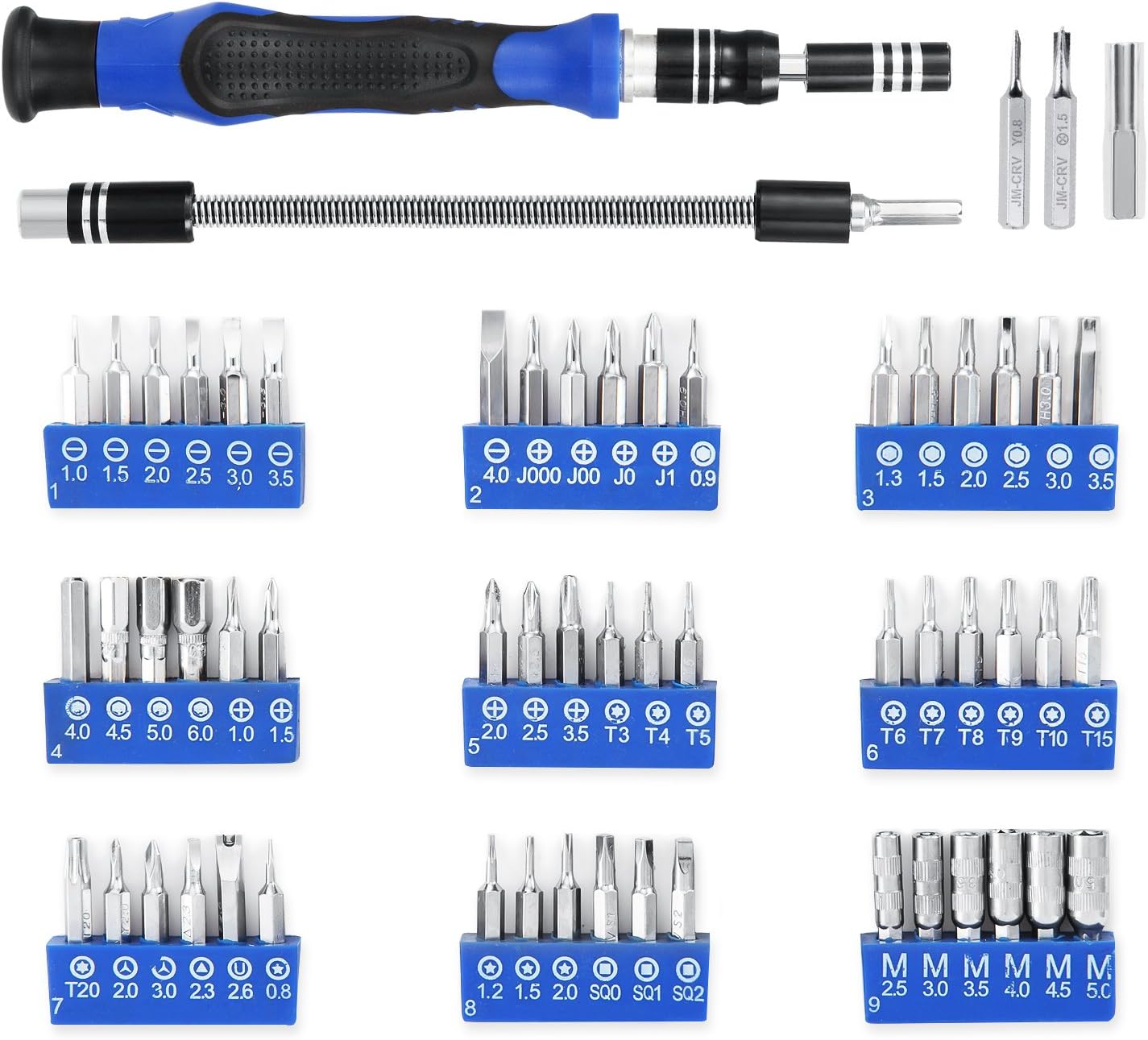 ORIA Precision Screwdriver Kit, 76 in 1 with 56 Bits Repair Tool Kit for Cellphone, Game Console, Tablet and Other Devices, Blue - - 