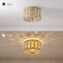 Crystal Flush Mount Ceiling Light, Gold Ceiling
