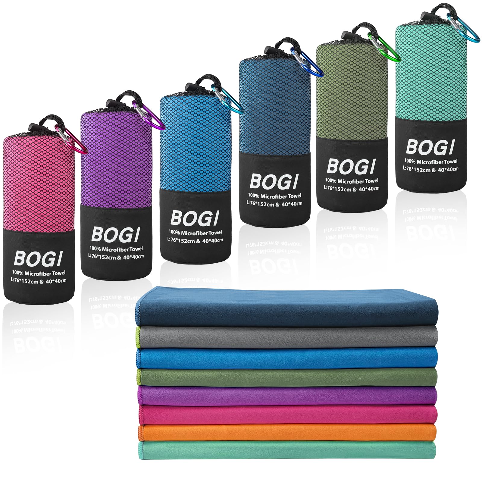 BOGI Microfibre Travel Towel, Quick Dry, Soft Lightweight Gym Towel, Super Absorbent & Ultra Compact for Beach, Sports, Swimming, Gym, Yoga, Camping, Hiking (M:100cmx50cm-Mint)