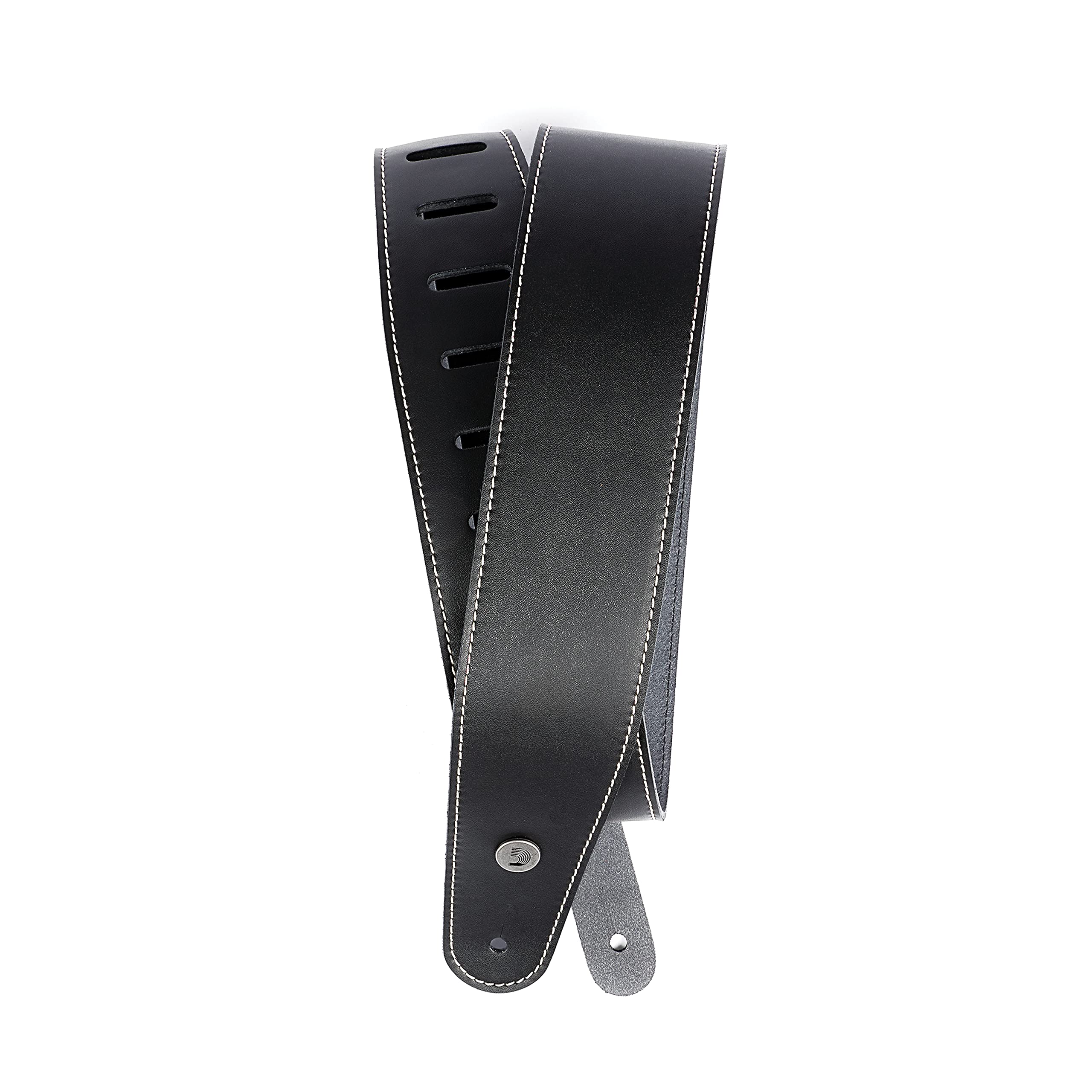 Planet Waves D'Addario Classic Leather Adjustable Guitar Strap, Contrast Stitch Black