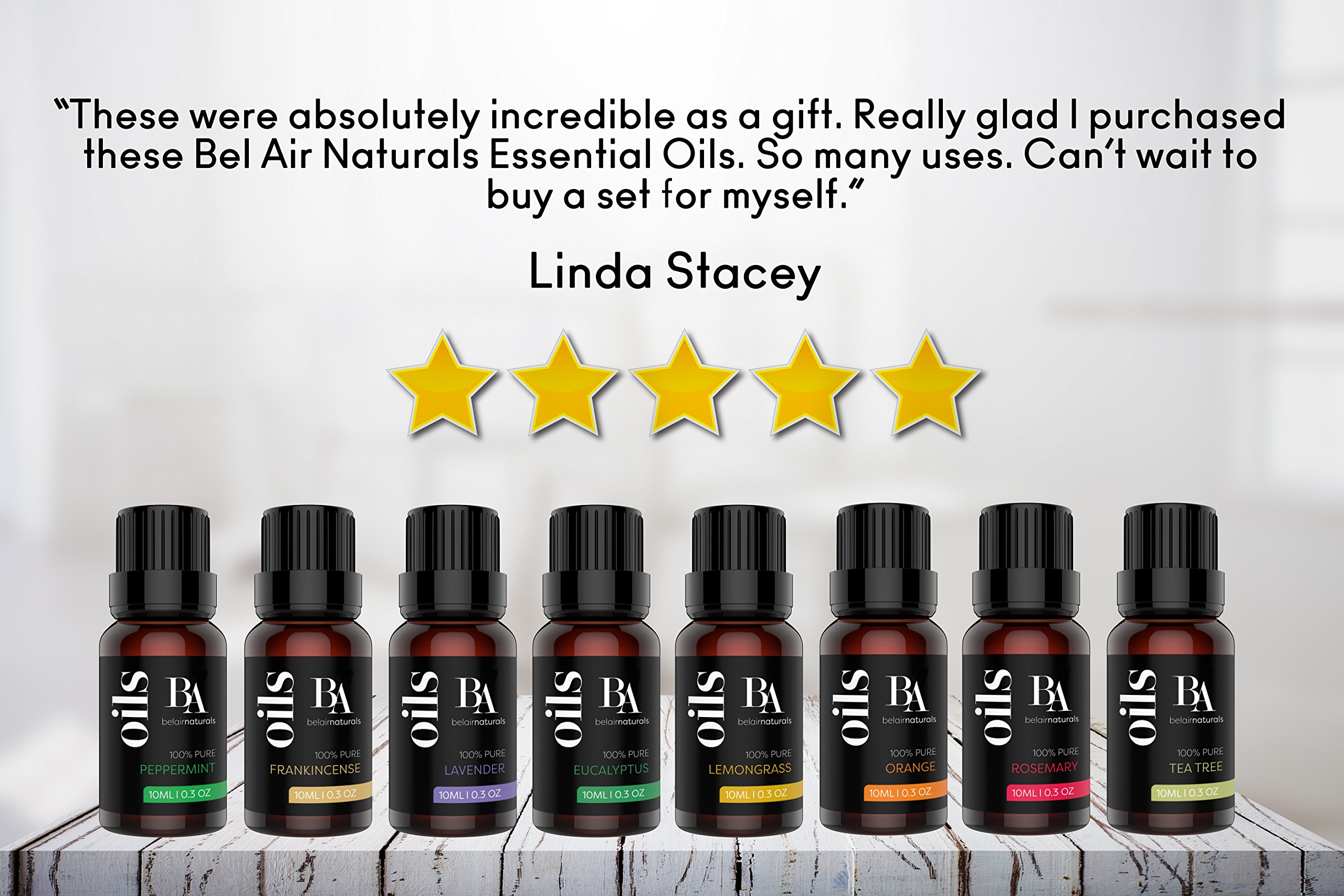 Bel Air Naturals Aromatherapy Top 8 Essential Oils Set 100 Pure