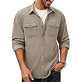 PJ PAUL JONES Men's Button Down Waffle Textured Shirt Casual Long Sleeve Wrinkle Free Untucked Shirts with Flap Pockets