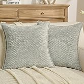 FUTEI Dusty Blue Decorative Throw Pillow Covers 18x18 Inch Set of 2,Soft Grainy Textured Cushion Cases,Modern Home Decor for Couch Bed Living Room