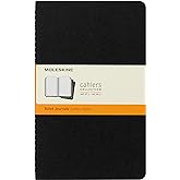 Moleskine Cahier Journal, Soft Cover, Large (5" x 8.25") Ruled/Lined, Black, 80 Pages (Set of 3)