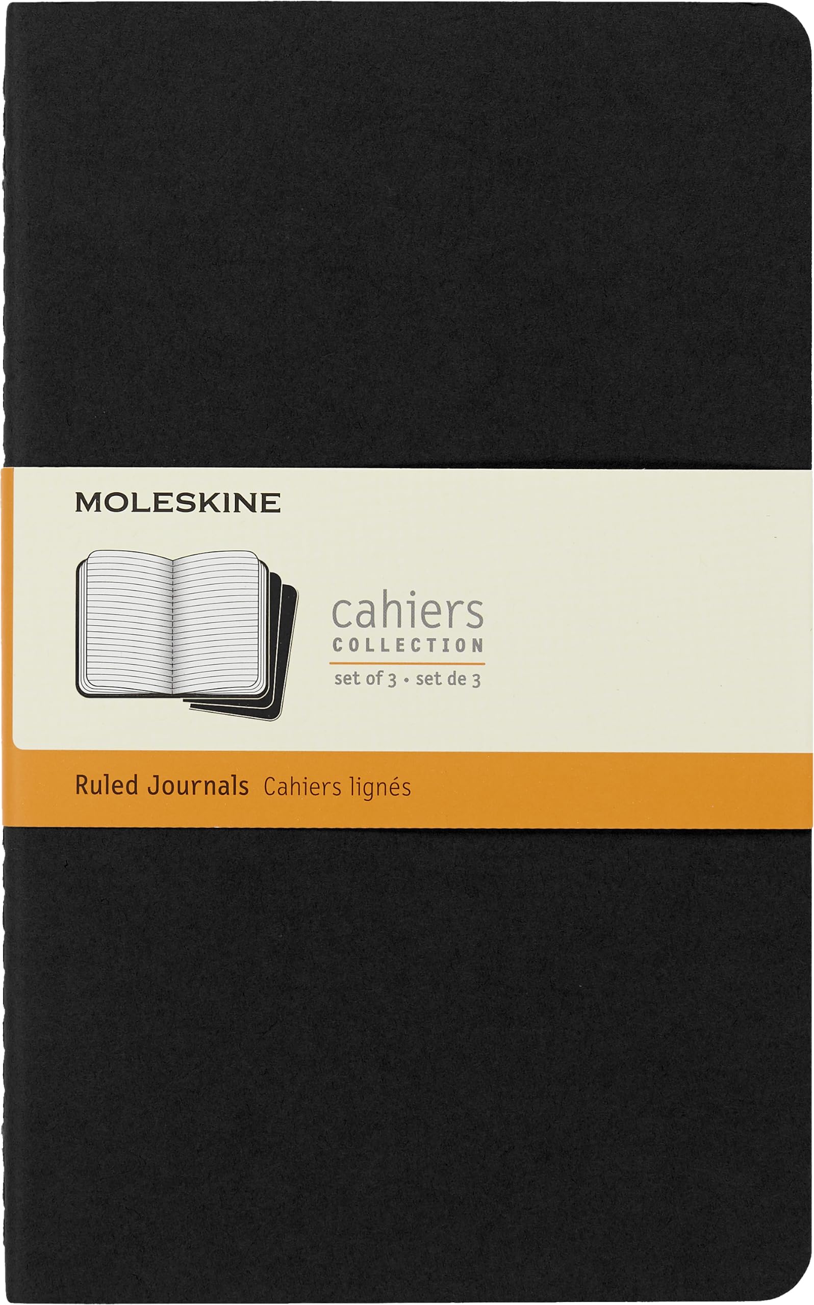 Moleskine Cahier Journal, Soft Cover, Large (5" x 8.25") Ruled/Lined, Black, 80 Pages (Set of 3)