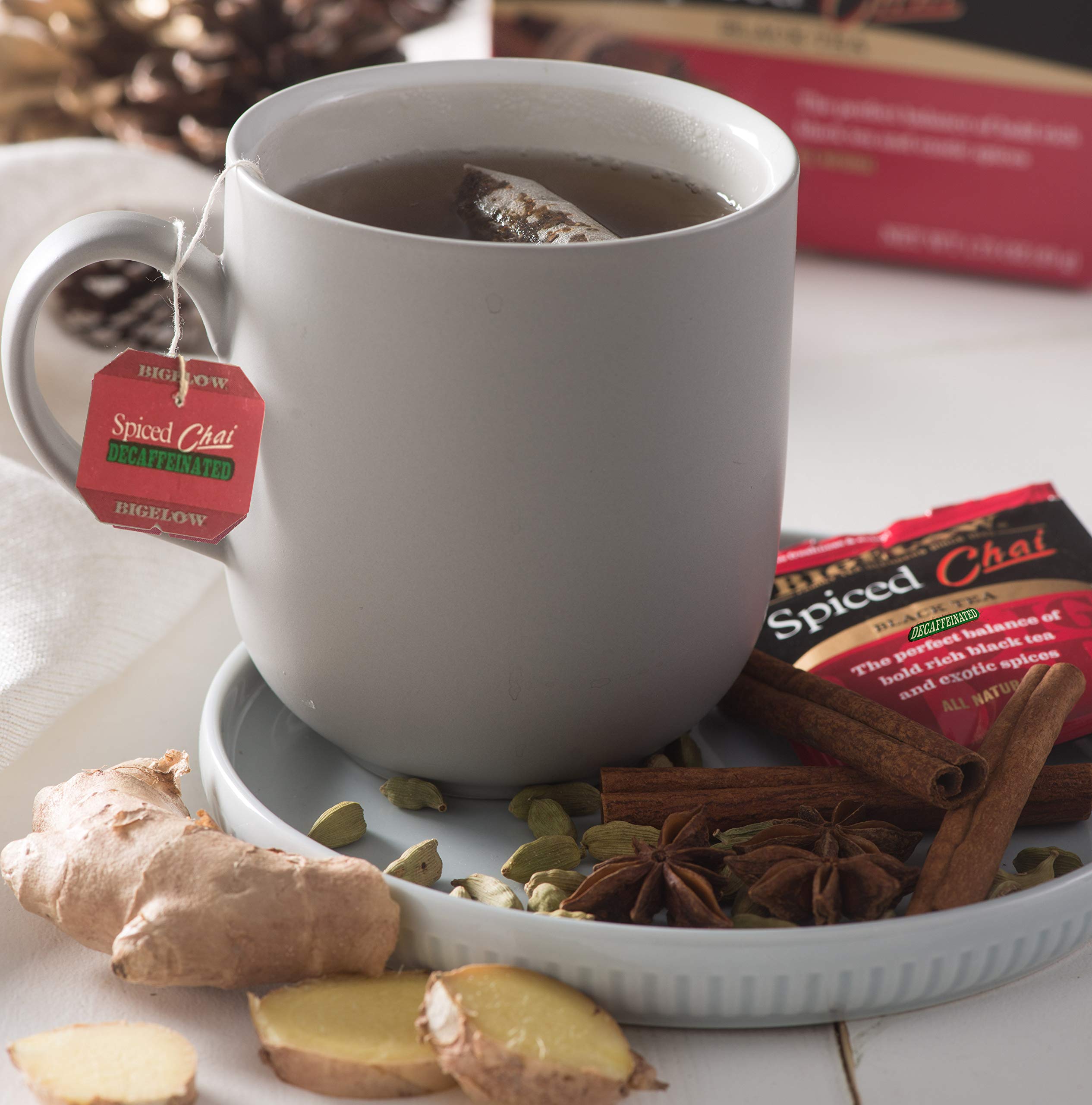 Bigelow Decaffeinated Spiced Chai Black Tea Bags, 20 Count Box (Pack of